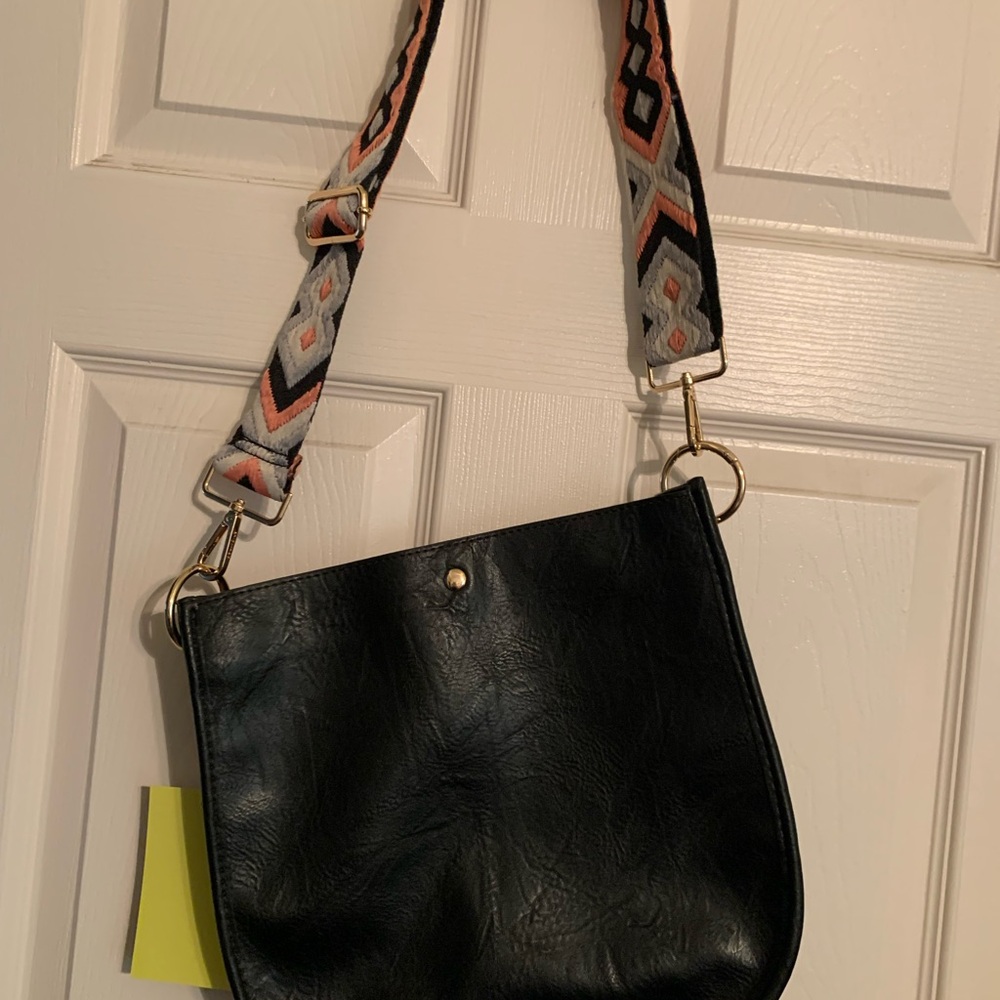 Ahdorned New Black crossbody/ shoulder bag with 3 Straps 🌺 faux leather